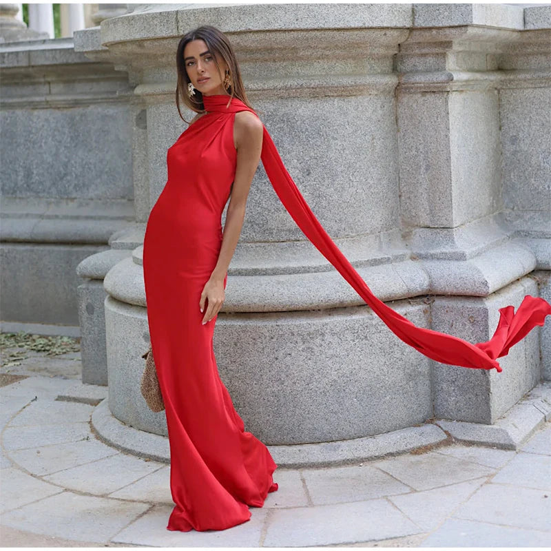 Elegant Halter Backless Off Shoulder Sleeveless Dresses