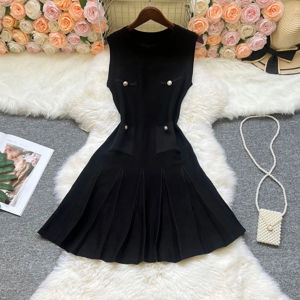 O-neck Slim Waist Dress