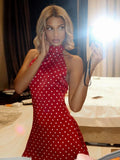 Off-Shoulder Polka Dot Mini Dress