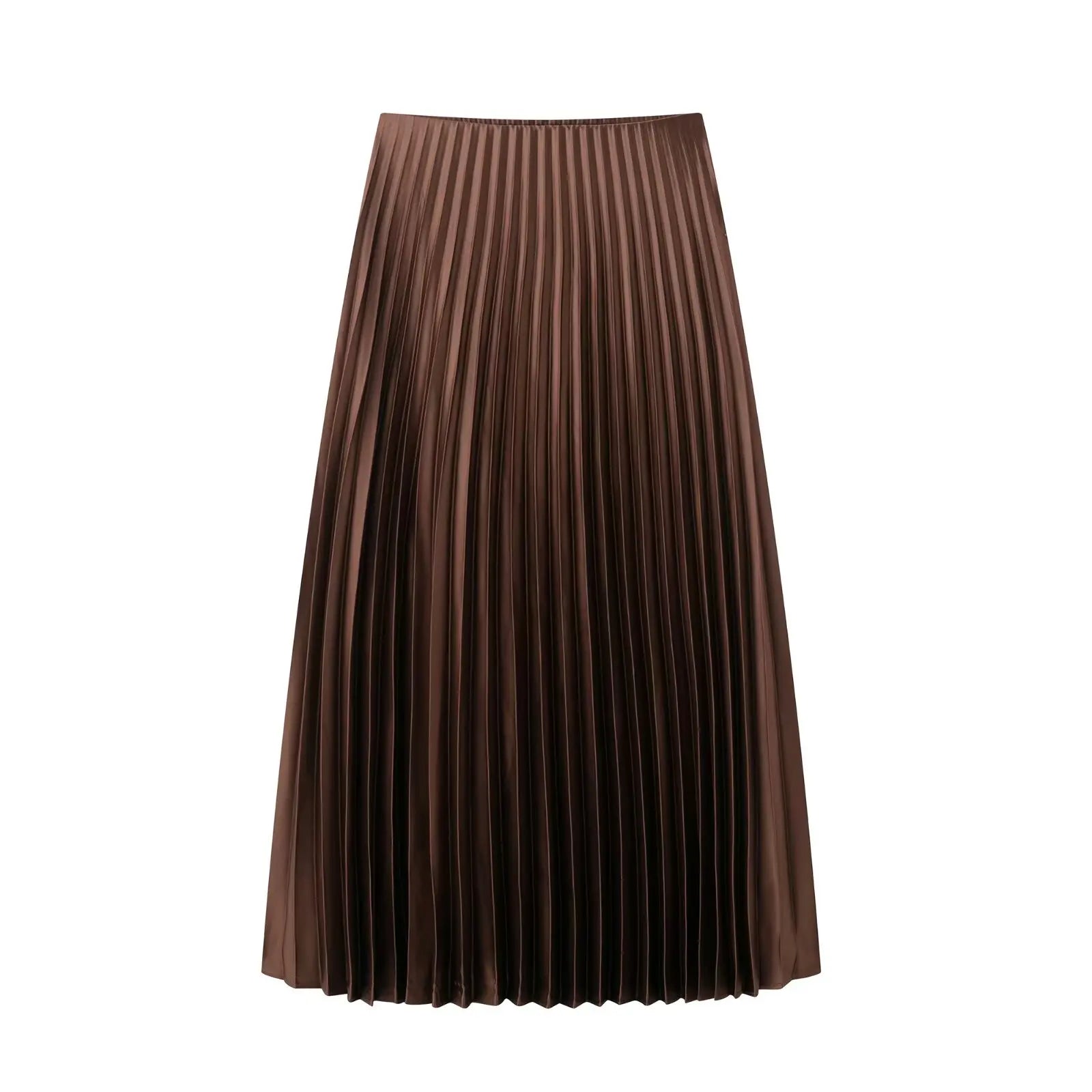 Brown Ruffle Skirt Mid Waist