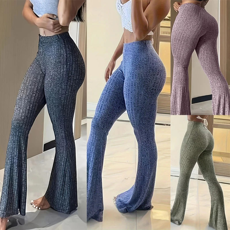Slim High Waist Bell Bottom Flare Tights