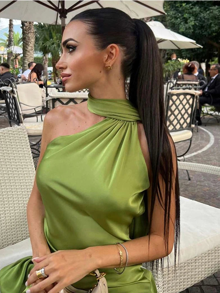 Elegant Halter Backless Off Shoulder Sleeveless Dresses