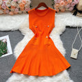 O-neck Slim Waist Dress