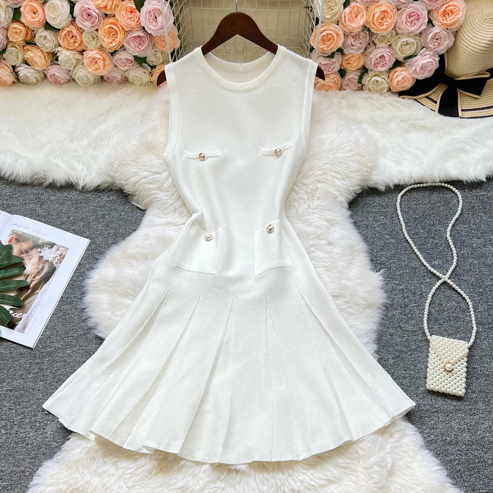 O-neck Slim Waist Dress