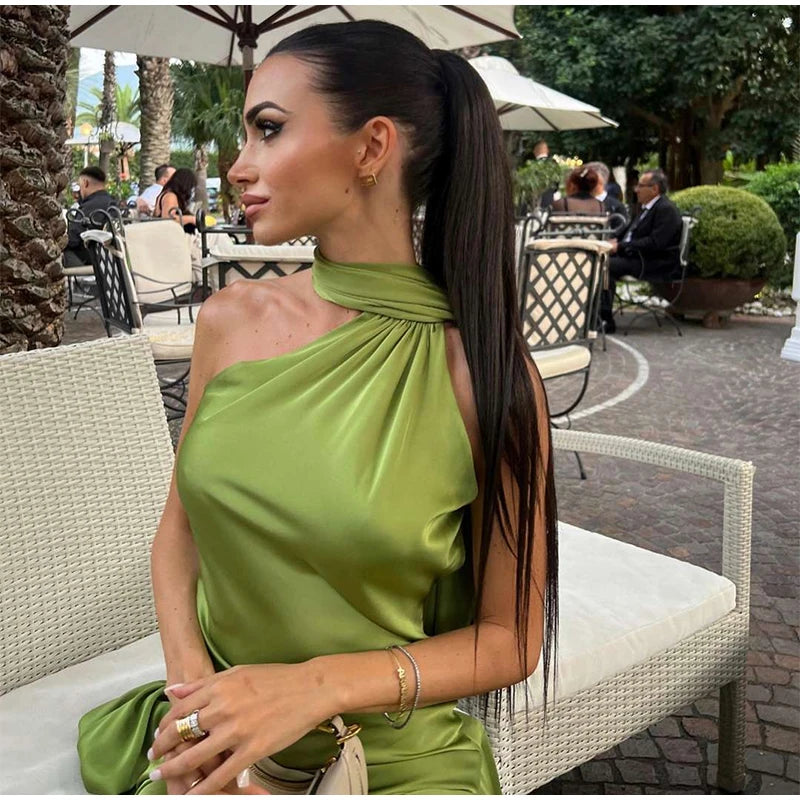 Elegant Halter Backless Off Shoulder Sleeveless Dresses