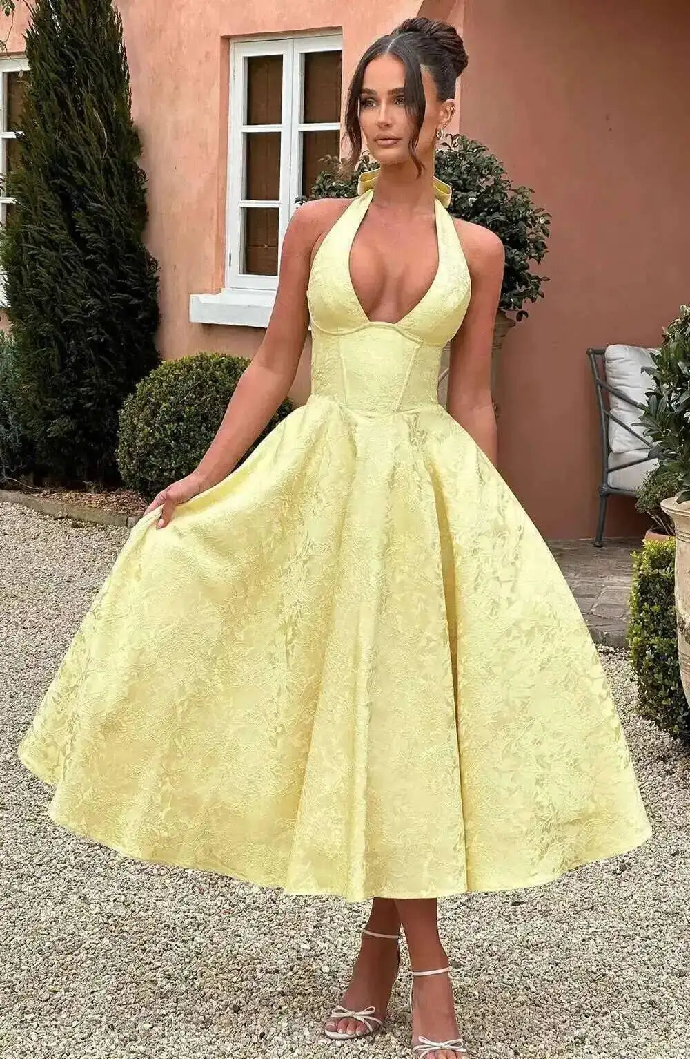 Sexy Bow Halter Long Dress