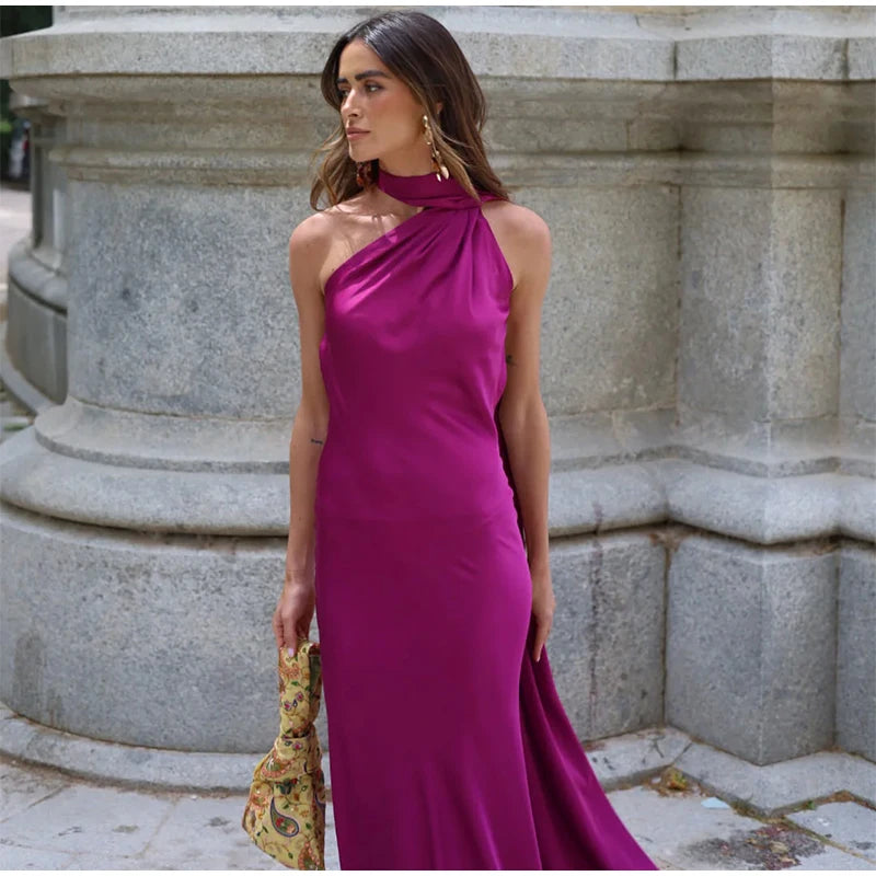 Elegant Halter Backless Off Shoulder Sleeveless Dresses