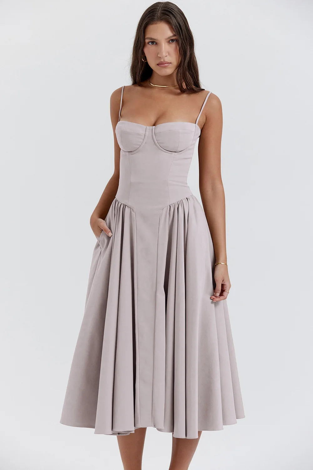 Sleeveless Backless Pleated Dresses