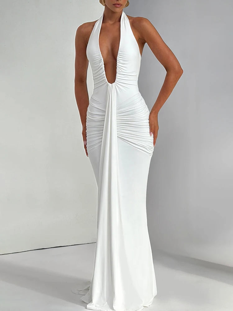 Deep V Neck Maxi Dress