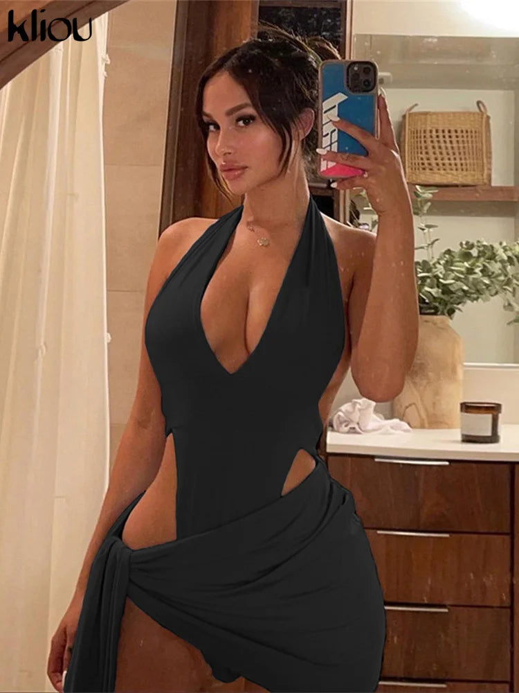 Solid Deep V Two Piece