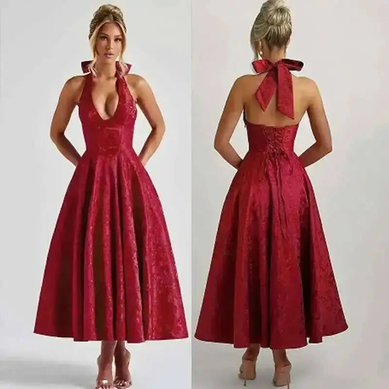 Sexy Bow Halter Long Dress