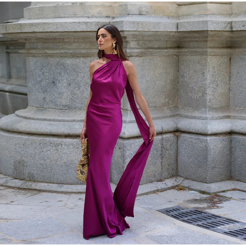 Elegant Halter Backless Off Shoulder Sleeveless Dresses