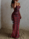 Tiger Stripe Backless Maxi Dress