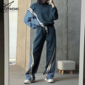 Oymimi Casual Blue Patchwork Sets