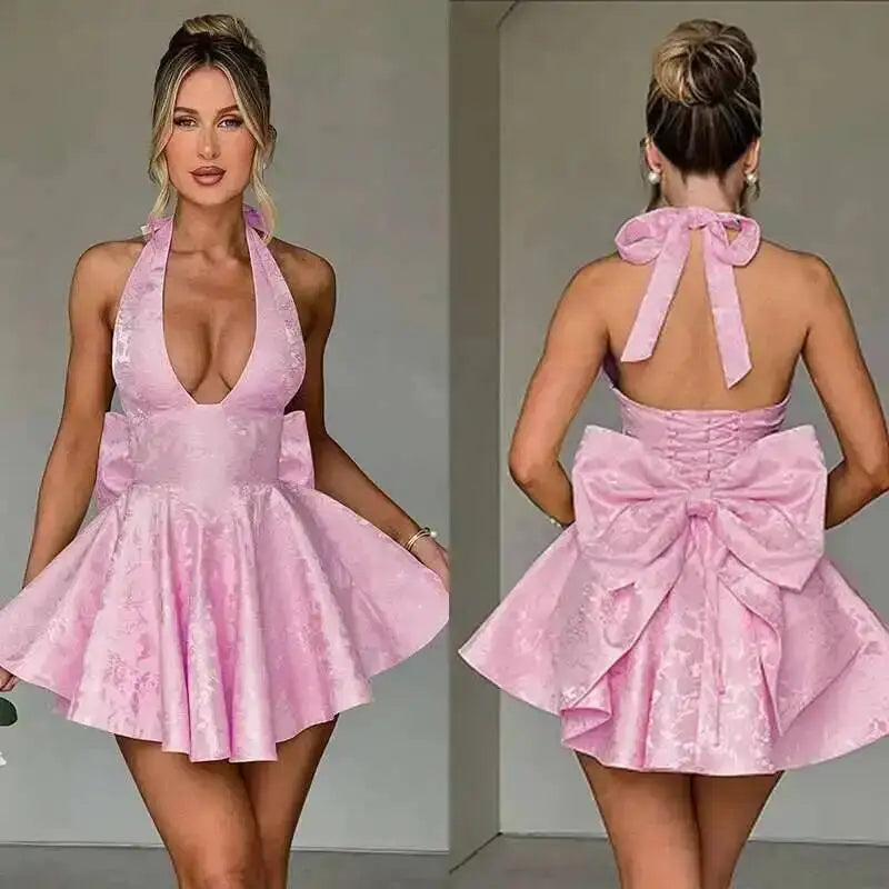 Sexy Bow Halter Long Dress