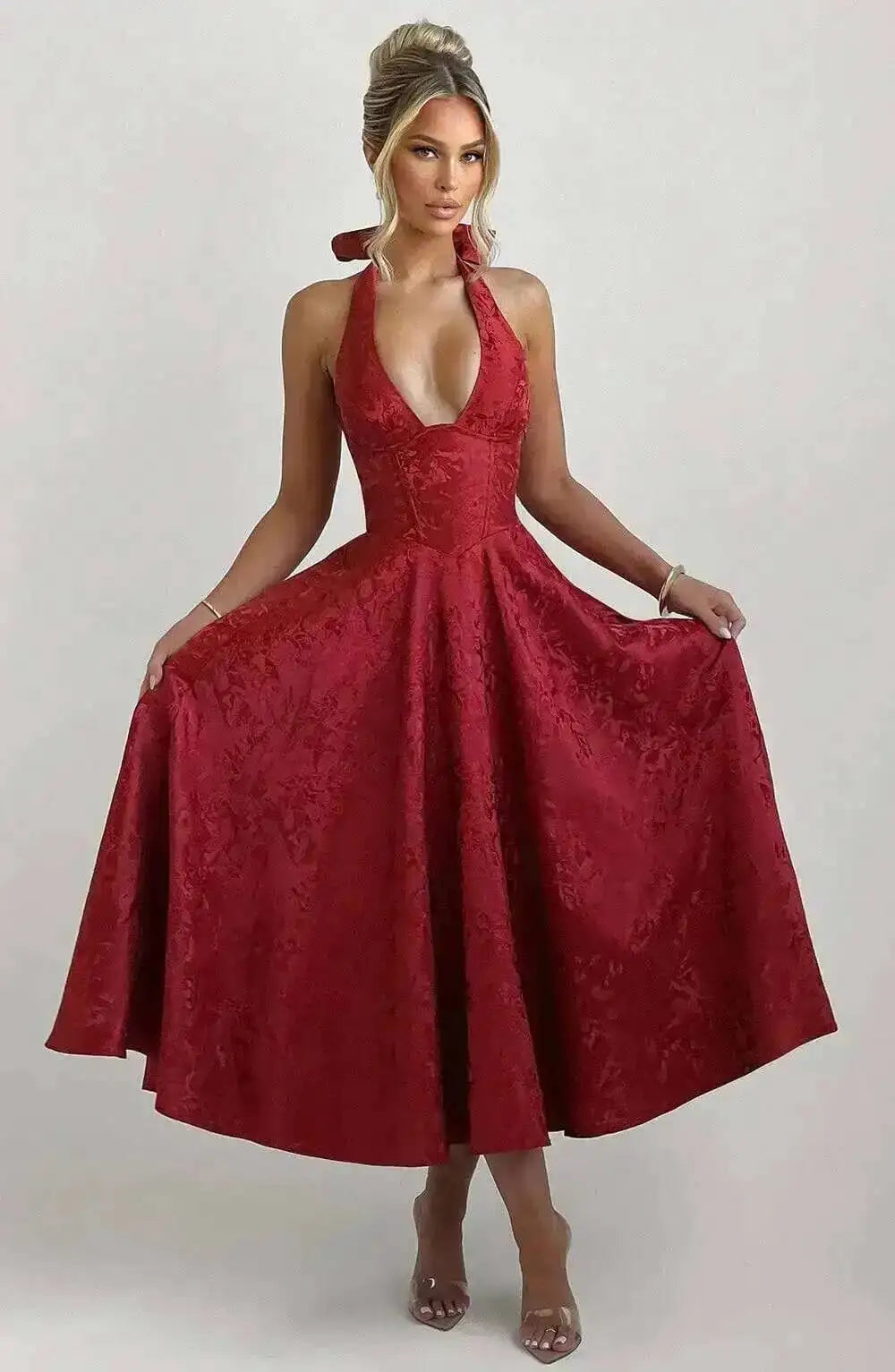 Sexy Bow Halter Long Dress