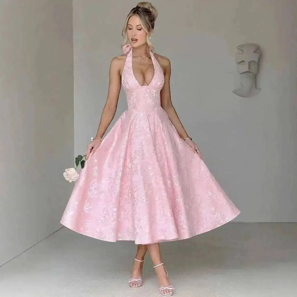 Sexy Bow Halter Long Dress