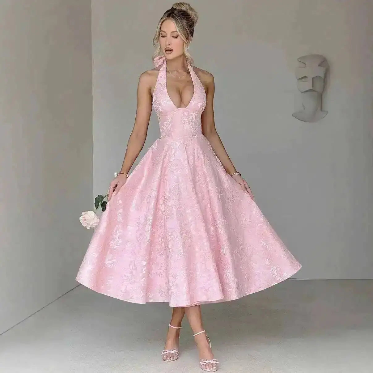 Sexy Bow Halter Long Dress