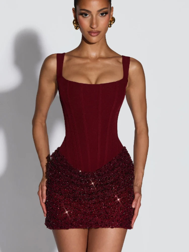 Square-neck High Waist Dress