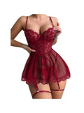Transparent Lace Erotic Underwear Bra Set And Garter Set